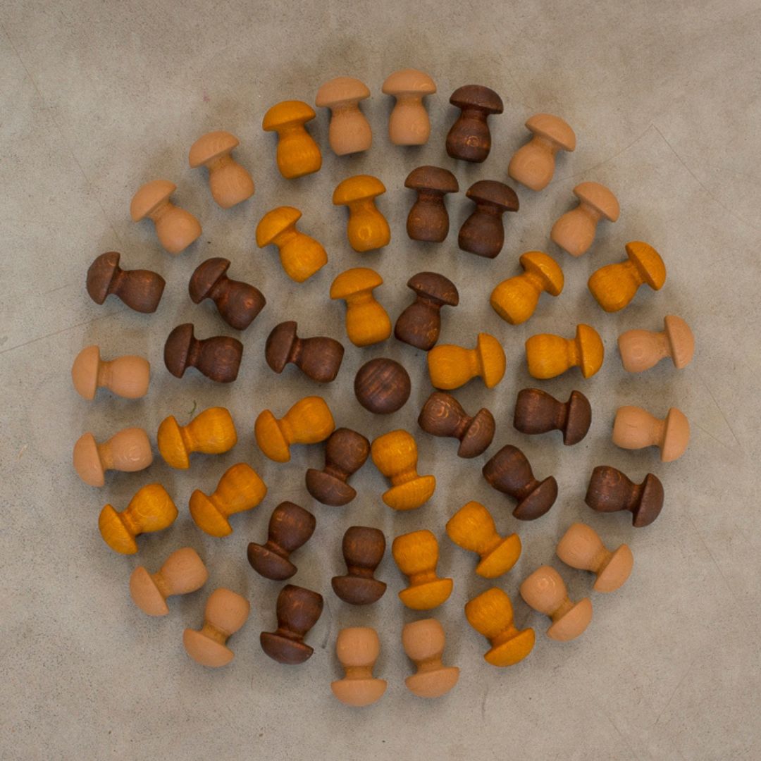 Grapat houten paddenstoelen - 36 stuks