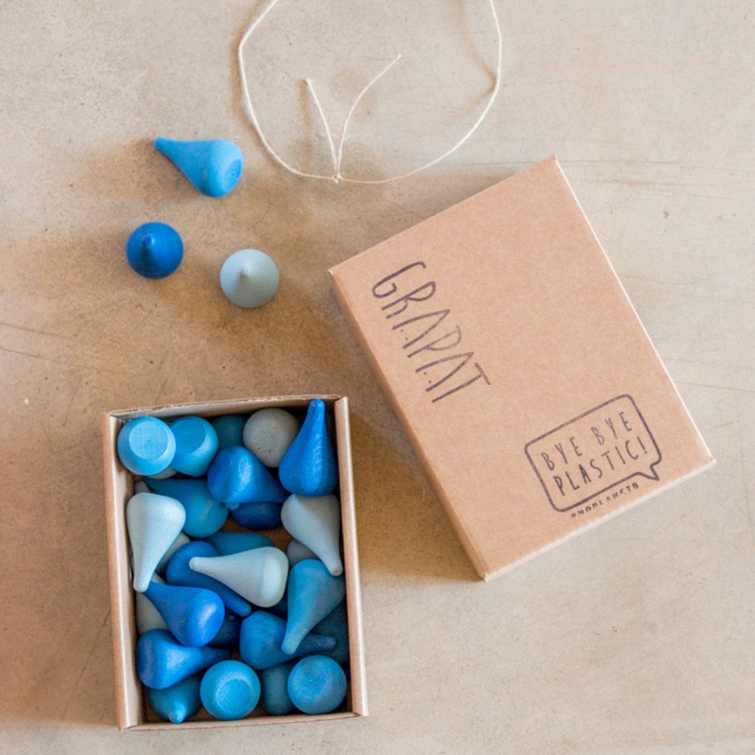 Grapat houten regendruppels - 36 stuks