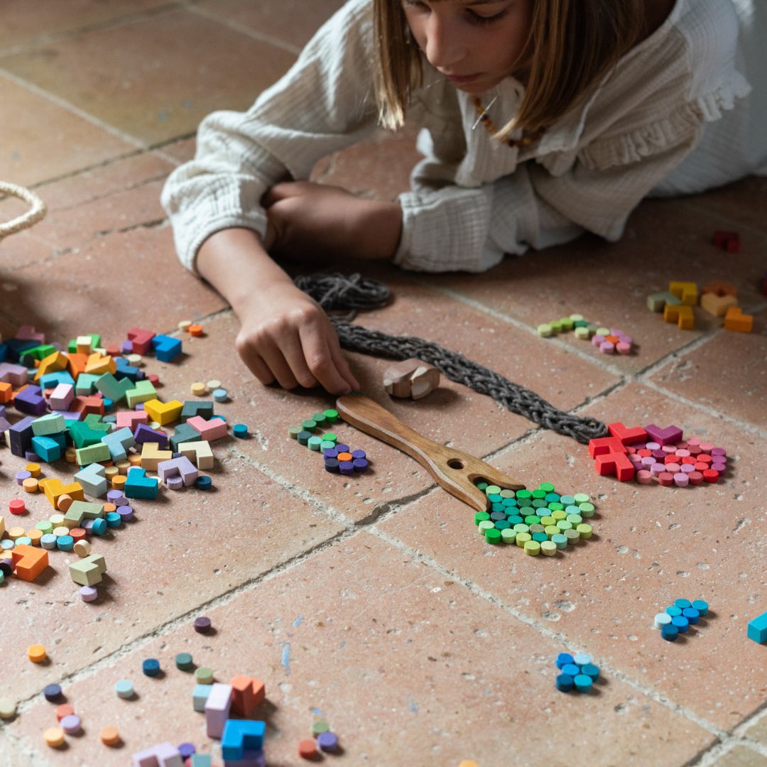 Grapat Mis Match and bloom speelset met ronde en l-vormige houten blokjes