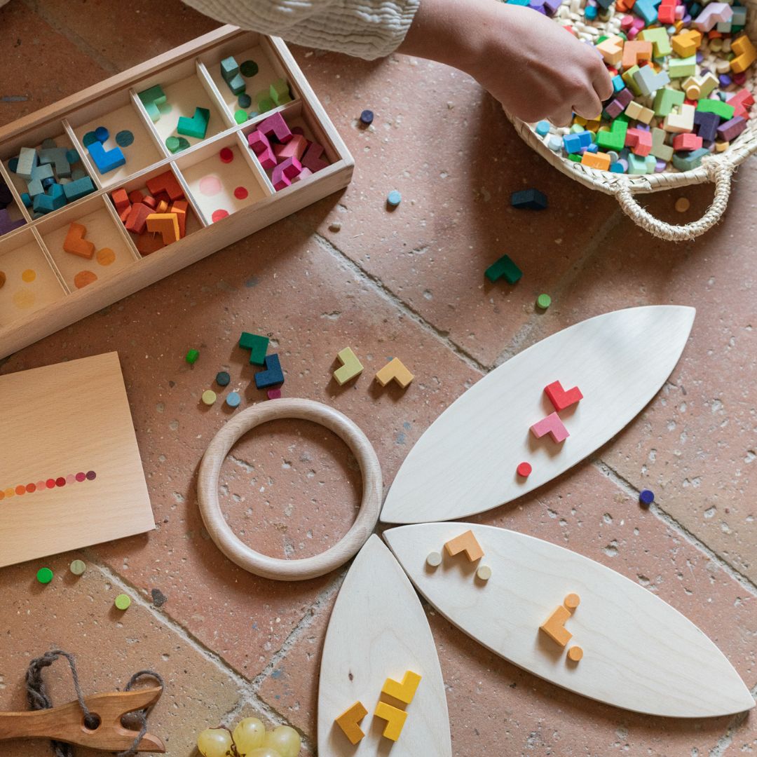 Grapat Mis Match and bloom speelset met ronde en l-vormige houten blokjes