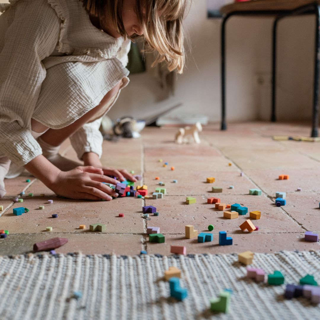 Grapat Mis Match and bloom speelset met ronde en l-vormige houten blokjes