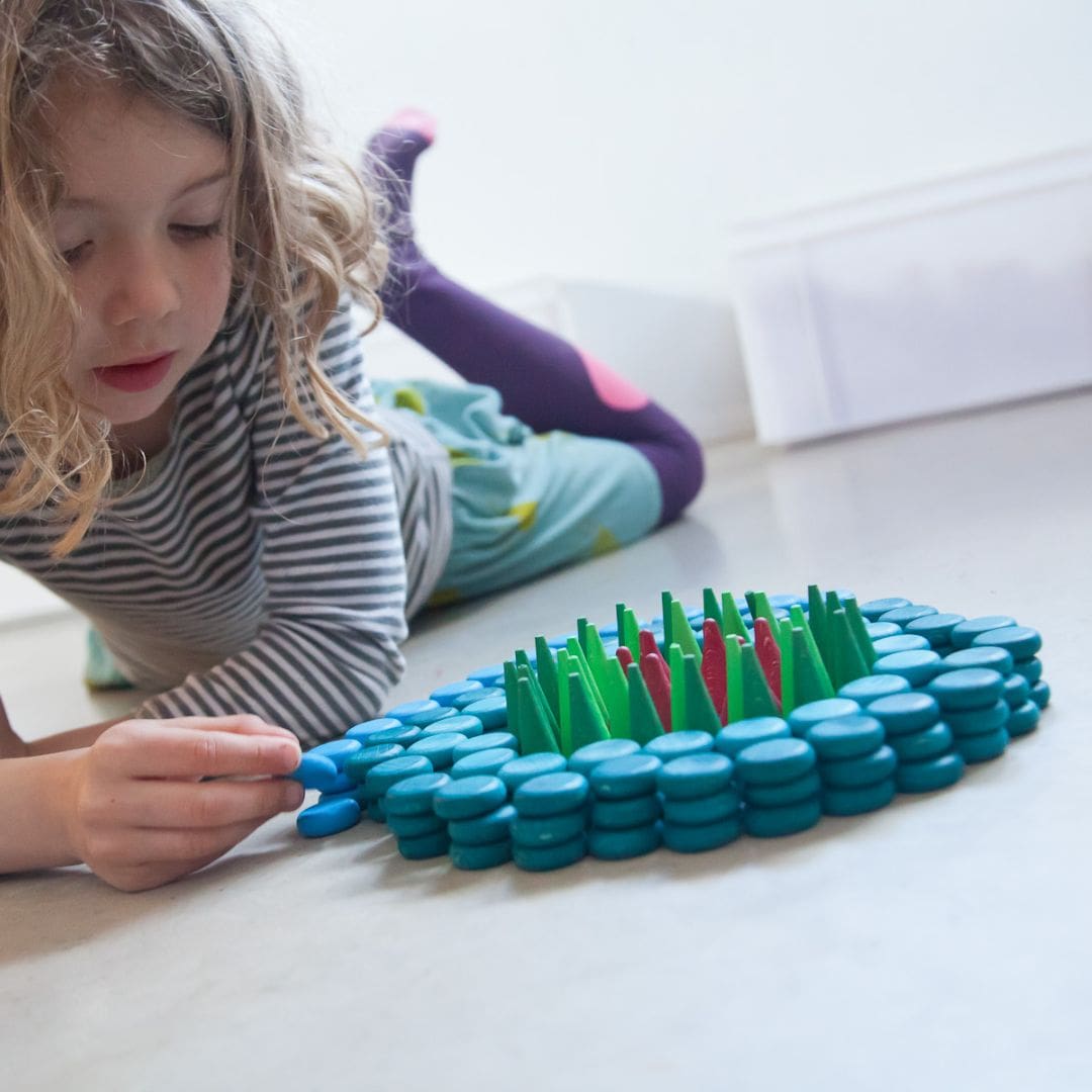 Grapat houten stenen blauw - 36 stuks