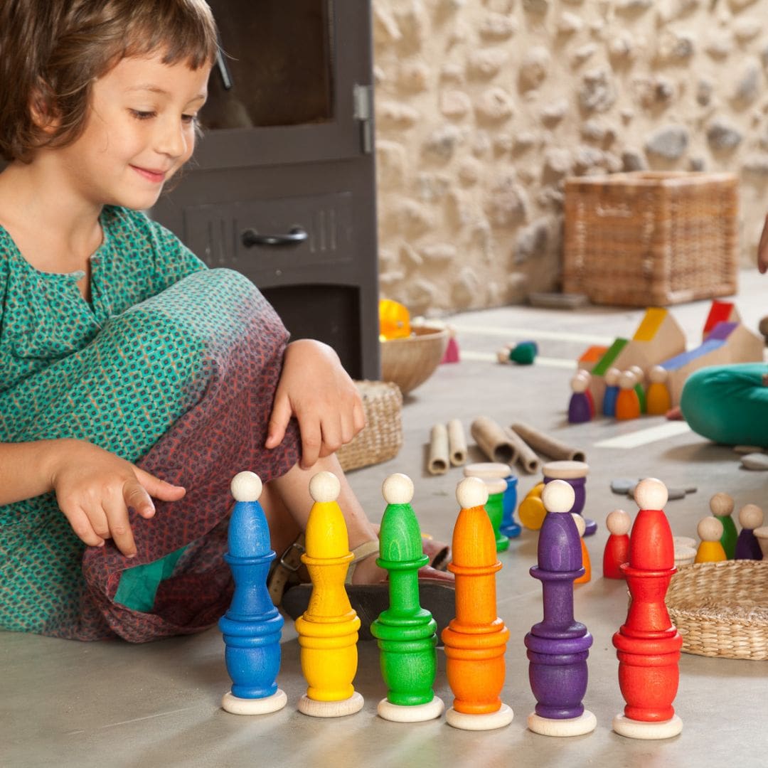 Grapat houten nins met bakjes en munten - 18-delig speelset