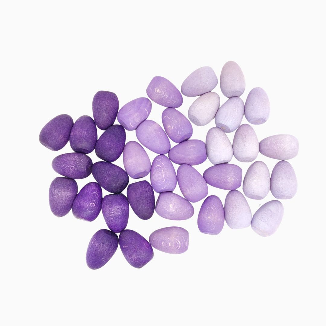 Grapat houten paarse eieren - 36 stuks