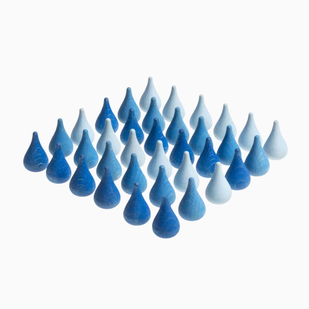 Grapat houten regendruppels blauw