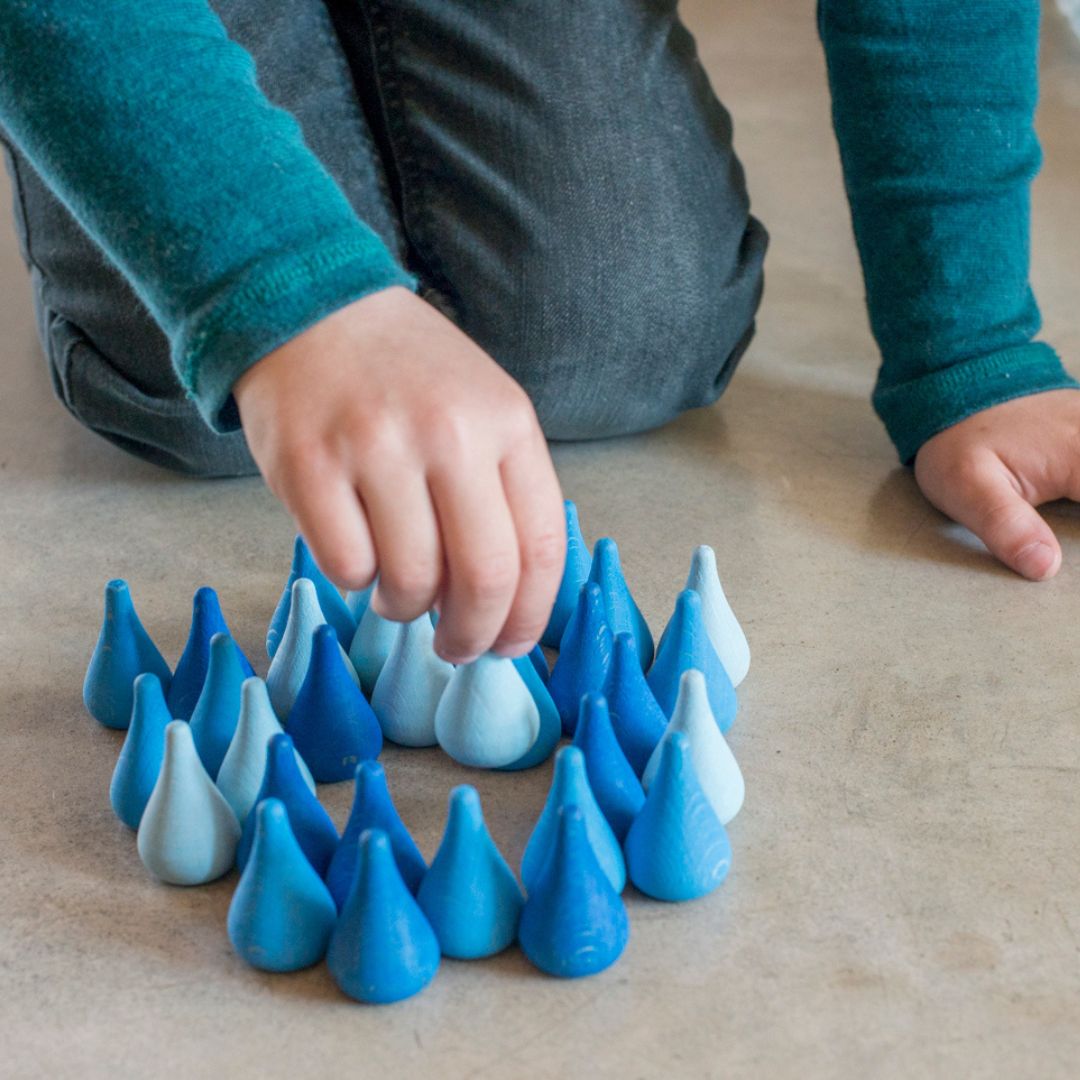 Grapat houten regendruppels - 36 stuks