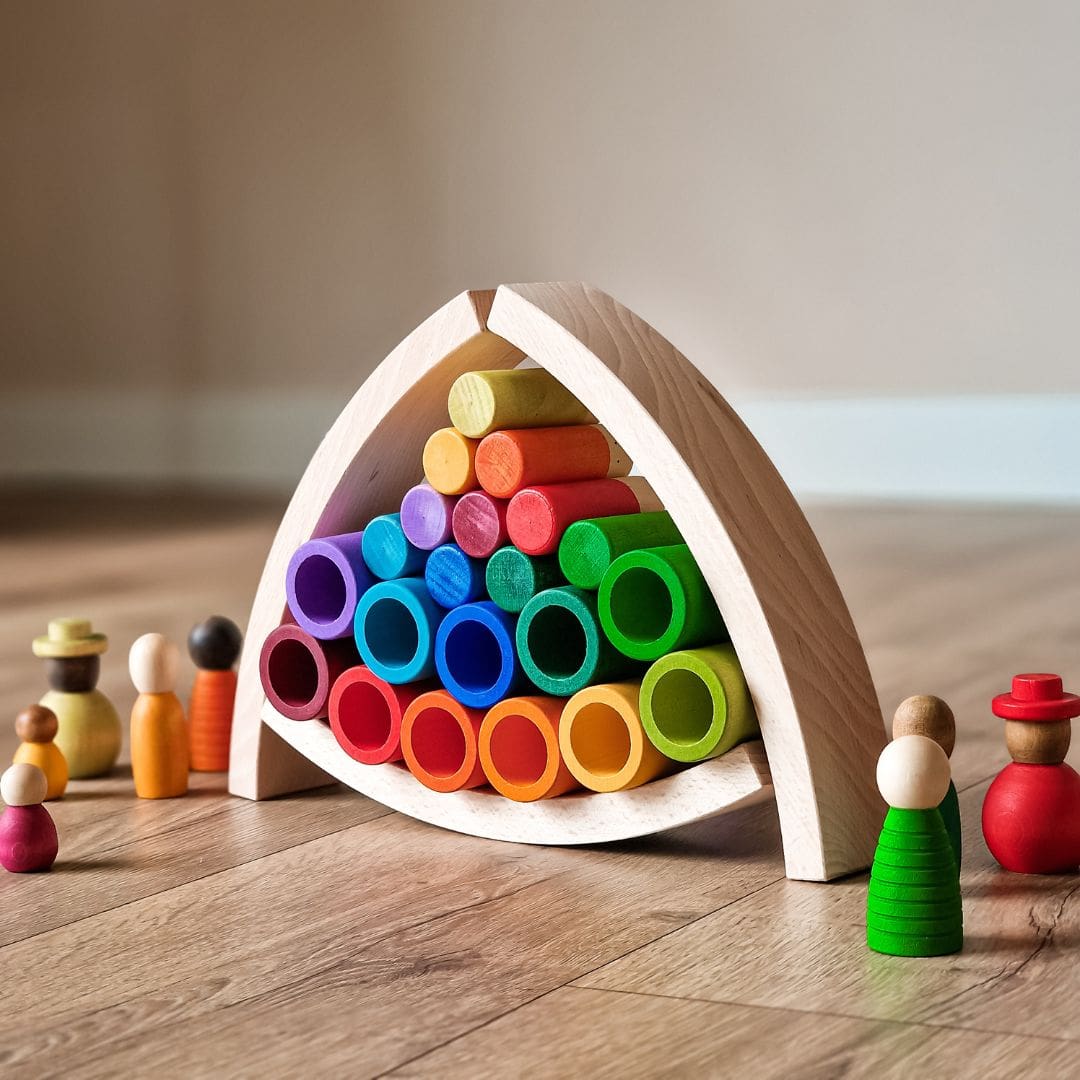 Grapat Lola speelset 72-delig met houten poppetjes, cilinder en blokken