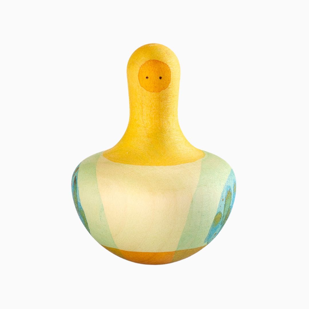 Grapat houten speelgoed tol flowing yellow bird