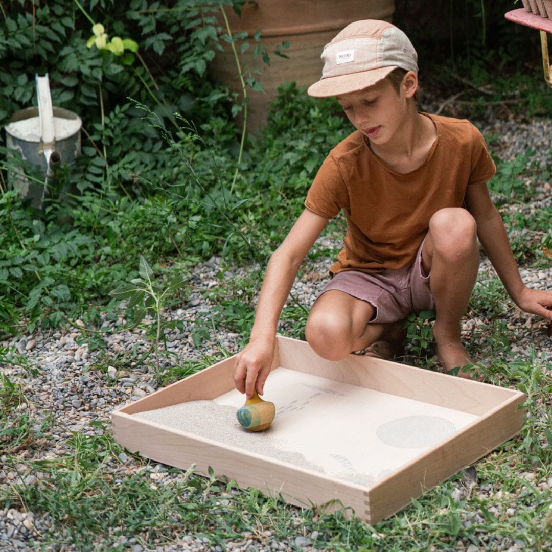 Grapat houten speelgoed tol flowing yellow bird