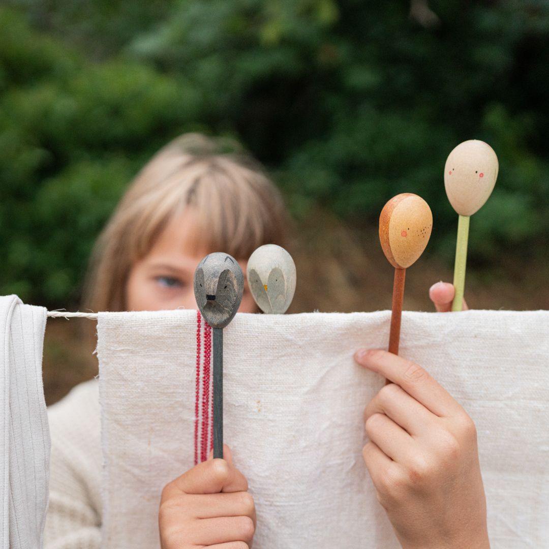 Grapat houten poppetjes Twin Souls puppets