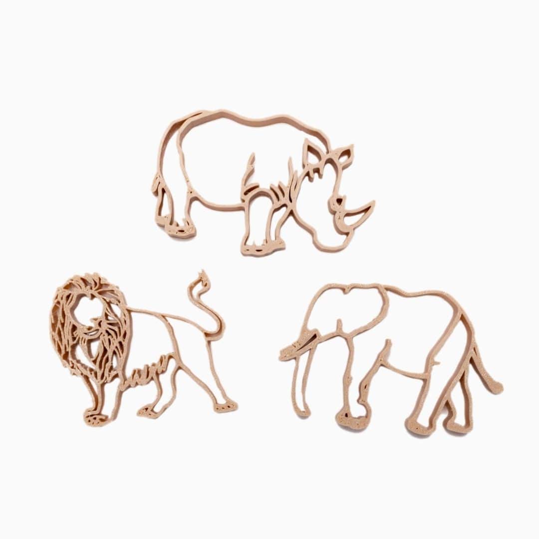 Grenn steker set met neushoorn, leeuw en olifant voor kinetisch zand