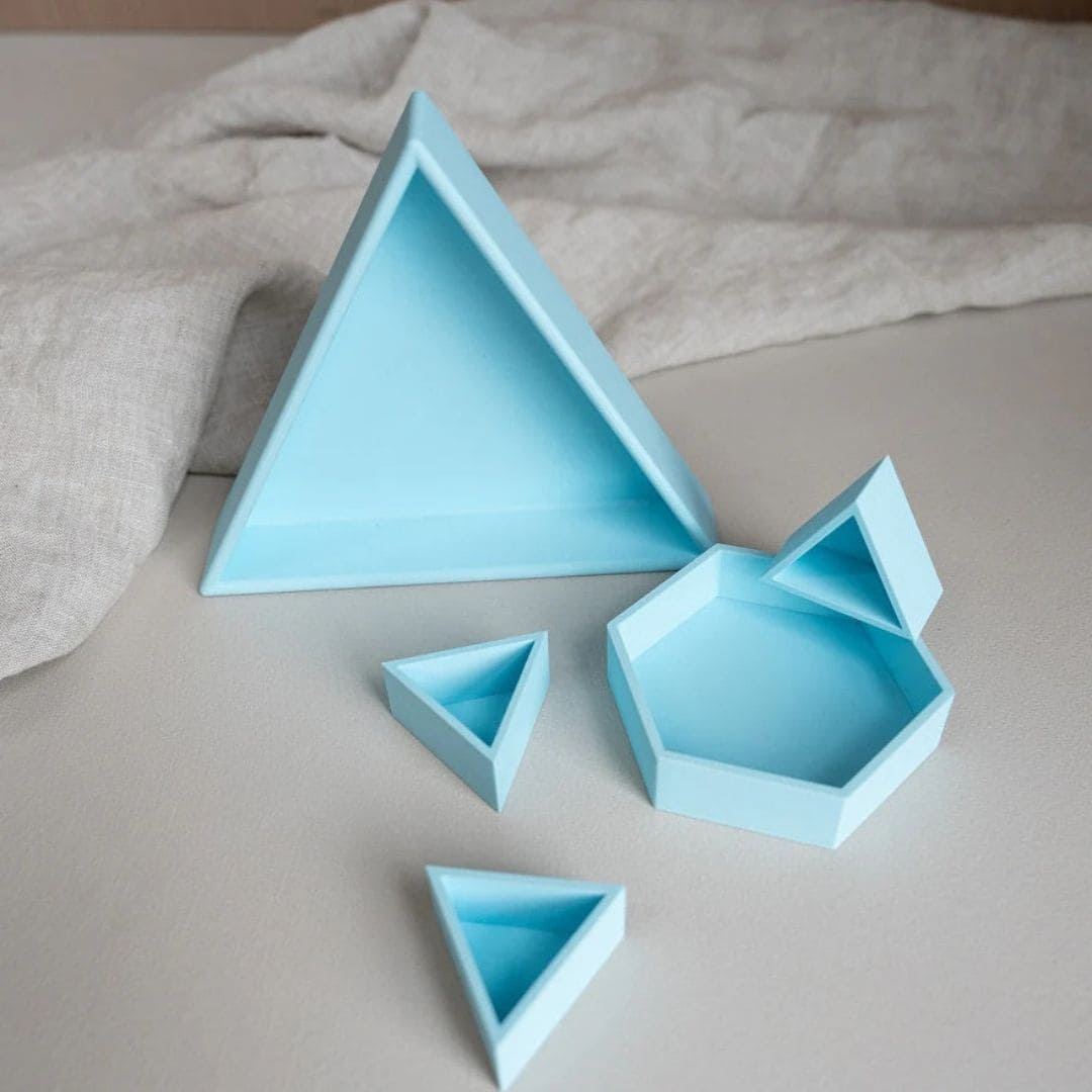 Grennn mandigo inlegdriehoek in de pastelkleur lichtblauw