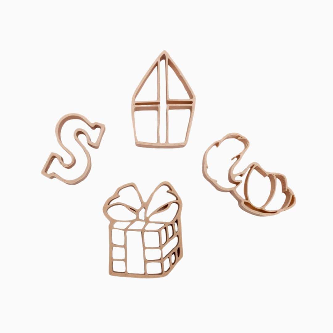 Grennn kinetisch zand vormpjes in sinterklaasthema met pakje, pietenmuts, chocolade letter en mijter