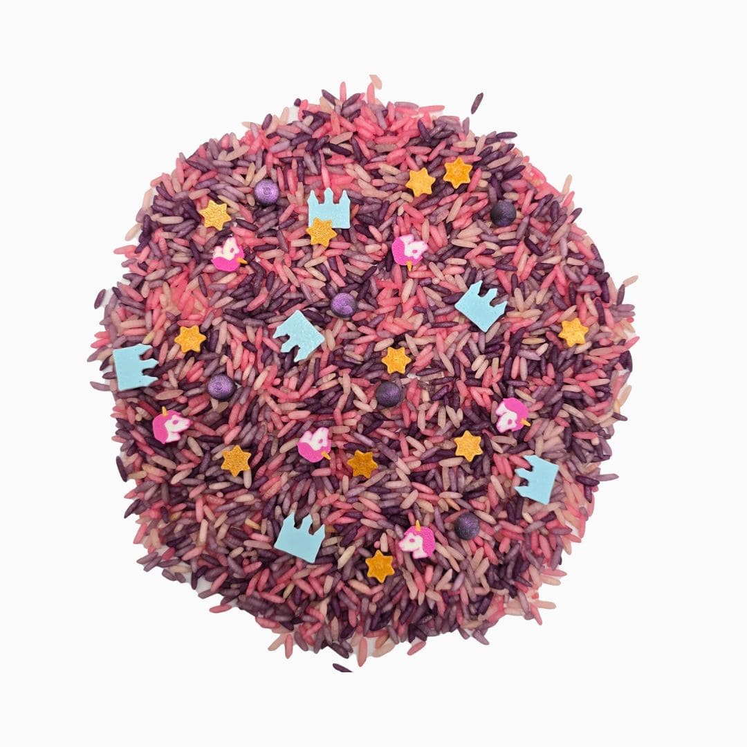 Grennn speelrijst mix met kastelen en unicorns in roze en paarse kleuren