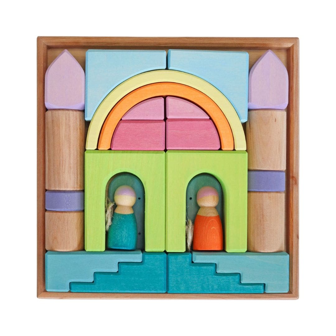 Grimm's houten blokken set Cloud Play met 26 bouwelementen in houten frame