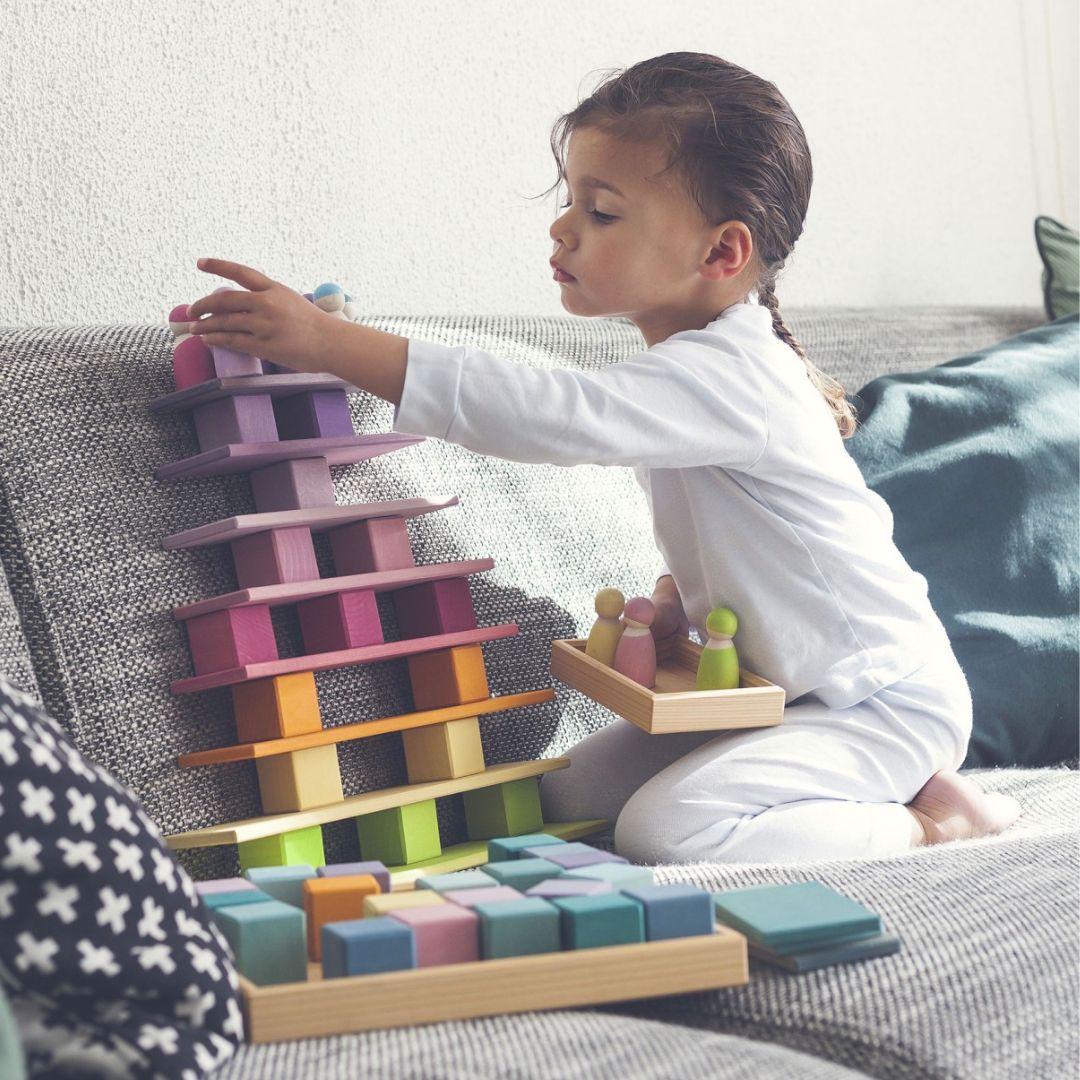 Grimms houten blokkenset mozaïek pastel