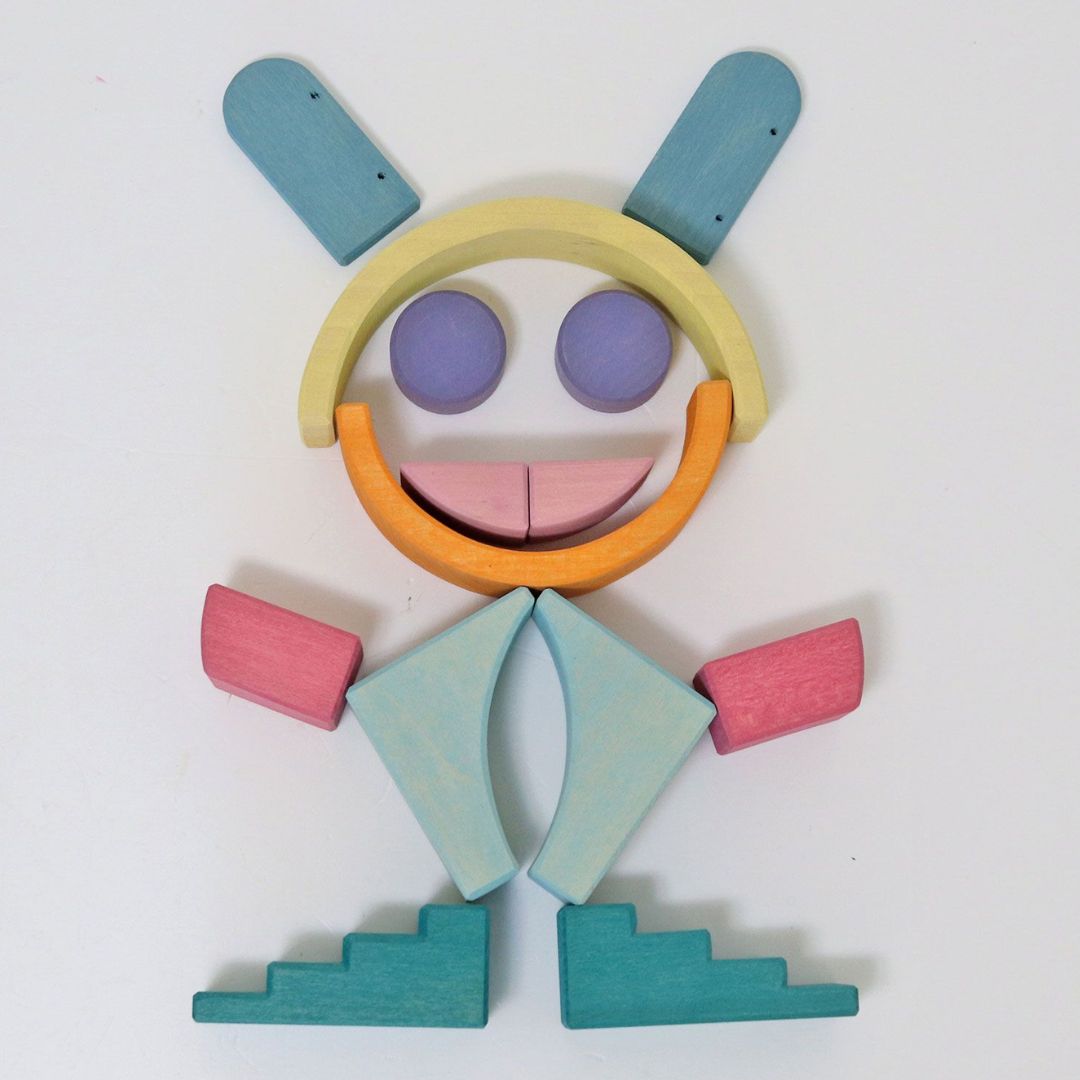 Grimm's houten blokken set Cloud Play met 26 bouwelementen in houten frame