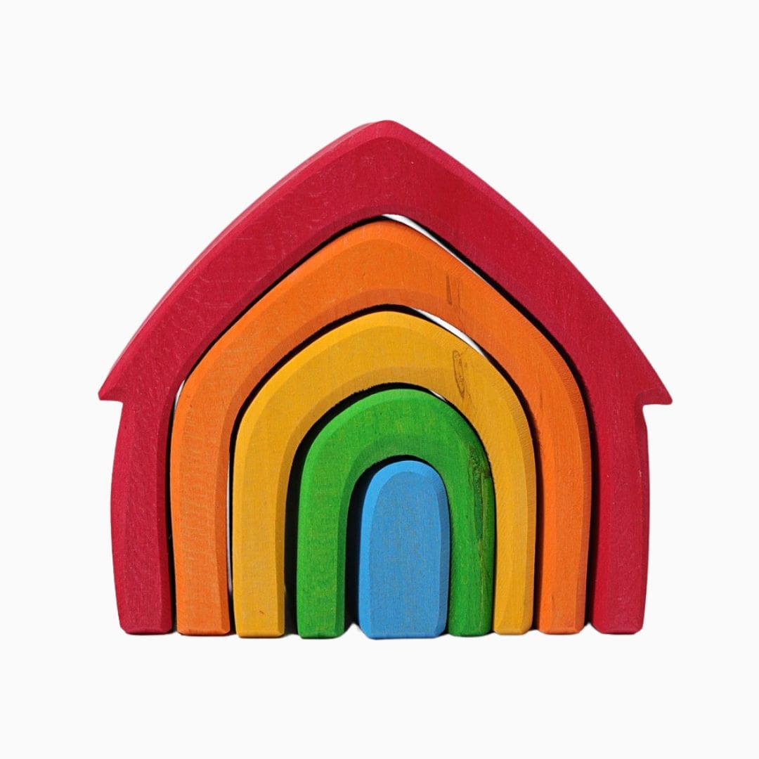 Grimm's houten huisje regenboog bestaande uit 5 stapelbogen