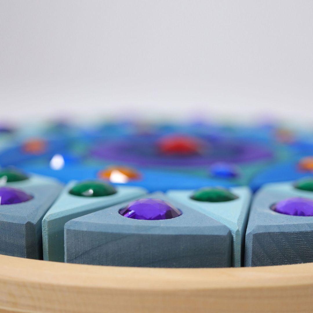 Grimm's houten blokken mandala met glitterstenen
