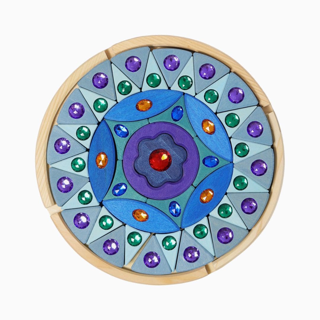 Grimm's houten blokken mandala met glitterstenen