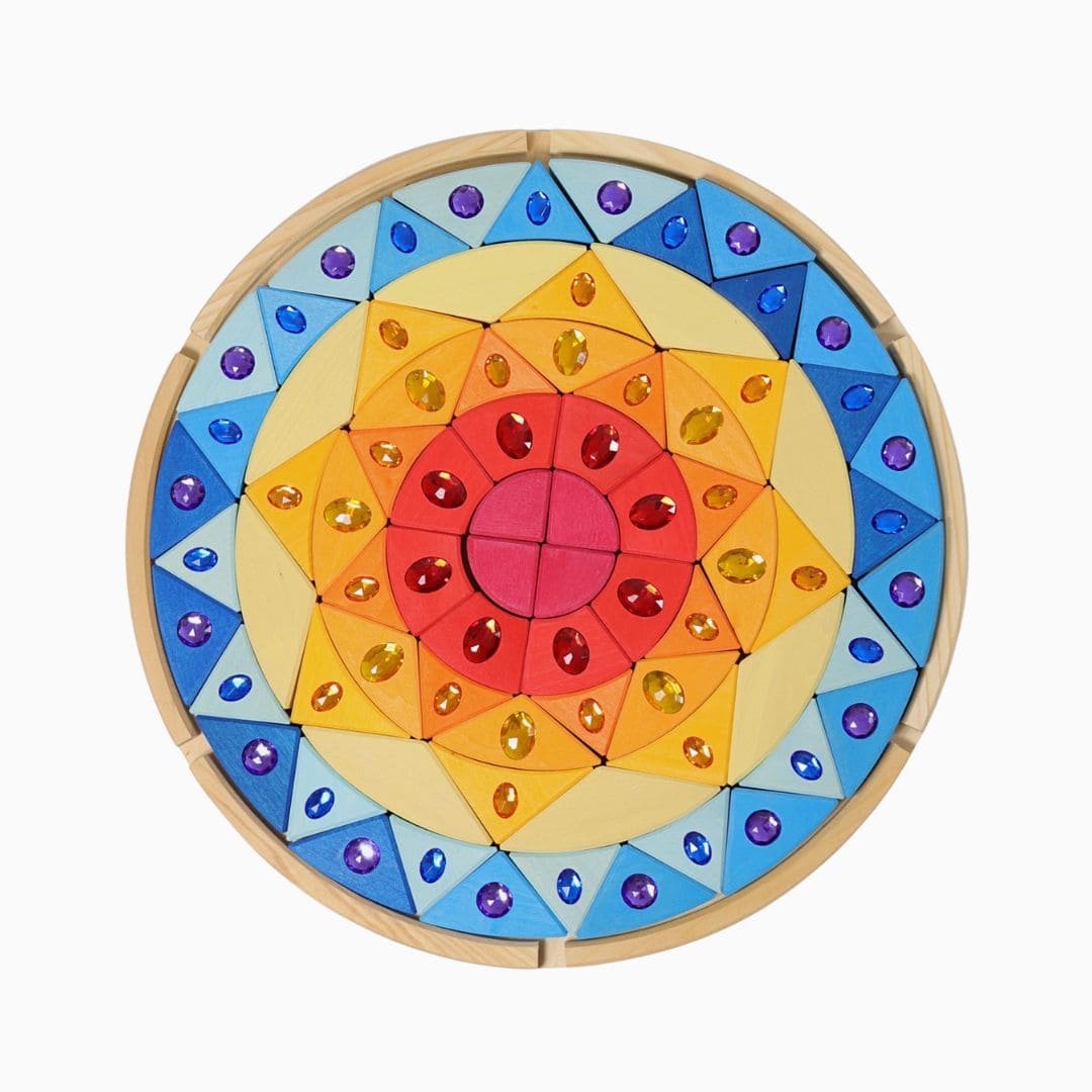 Grimms houten blokkenpuzzel glitter mandala zon