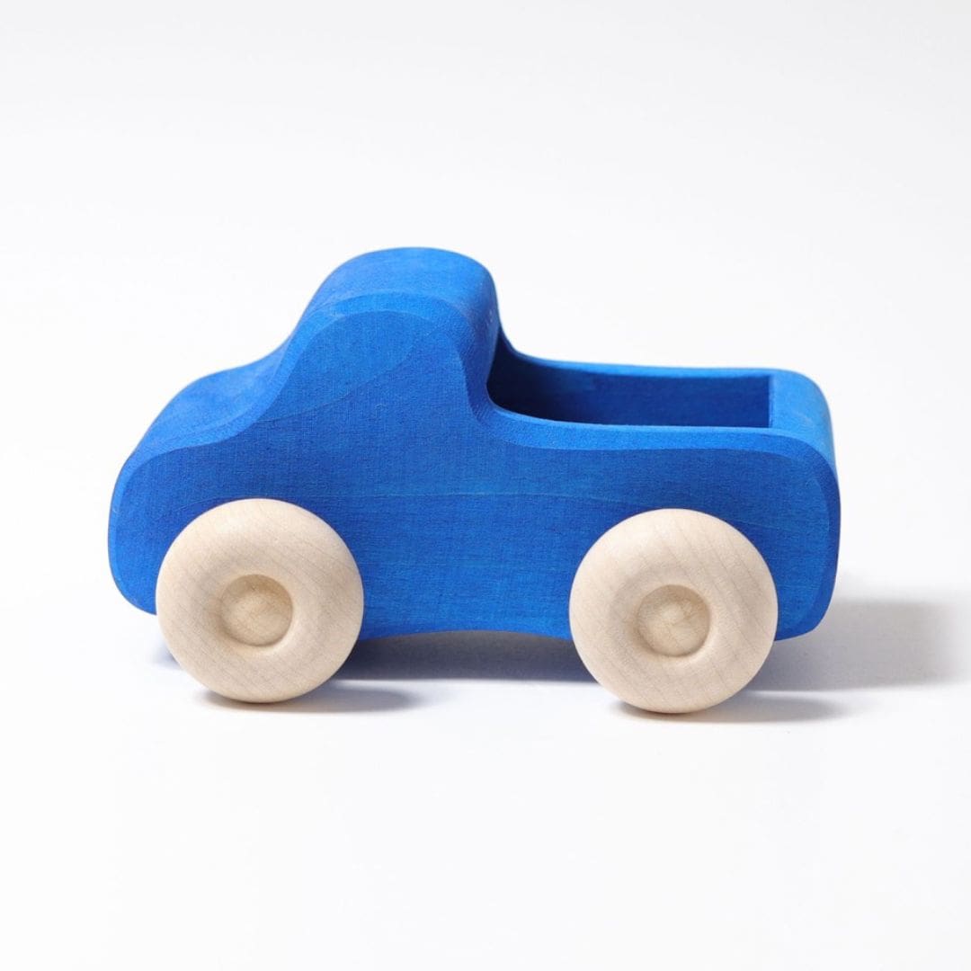 Grimm's houten speelgoed auto truck in de kleur blauw