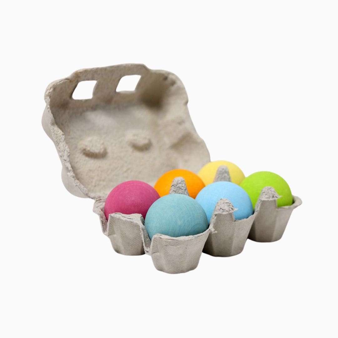 Grimms houten ballen in pastelkleuren