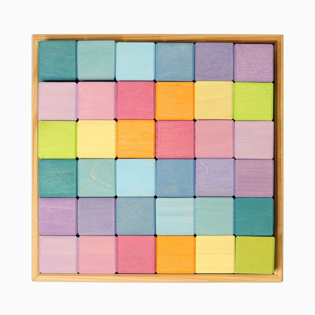 Grimms houten blokkenset mozaïek pastel