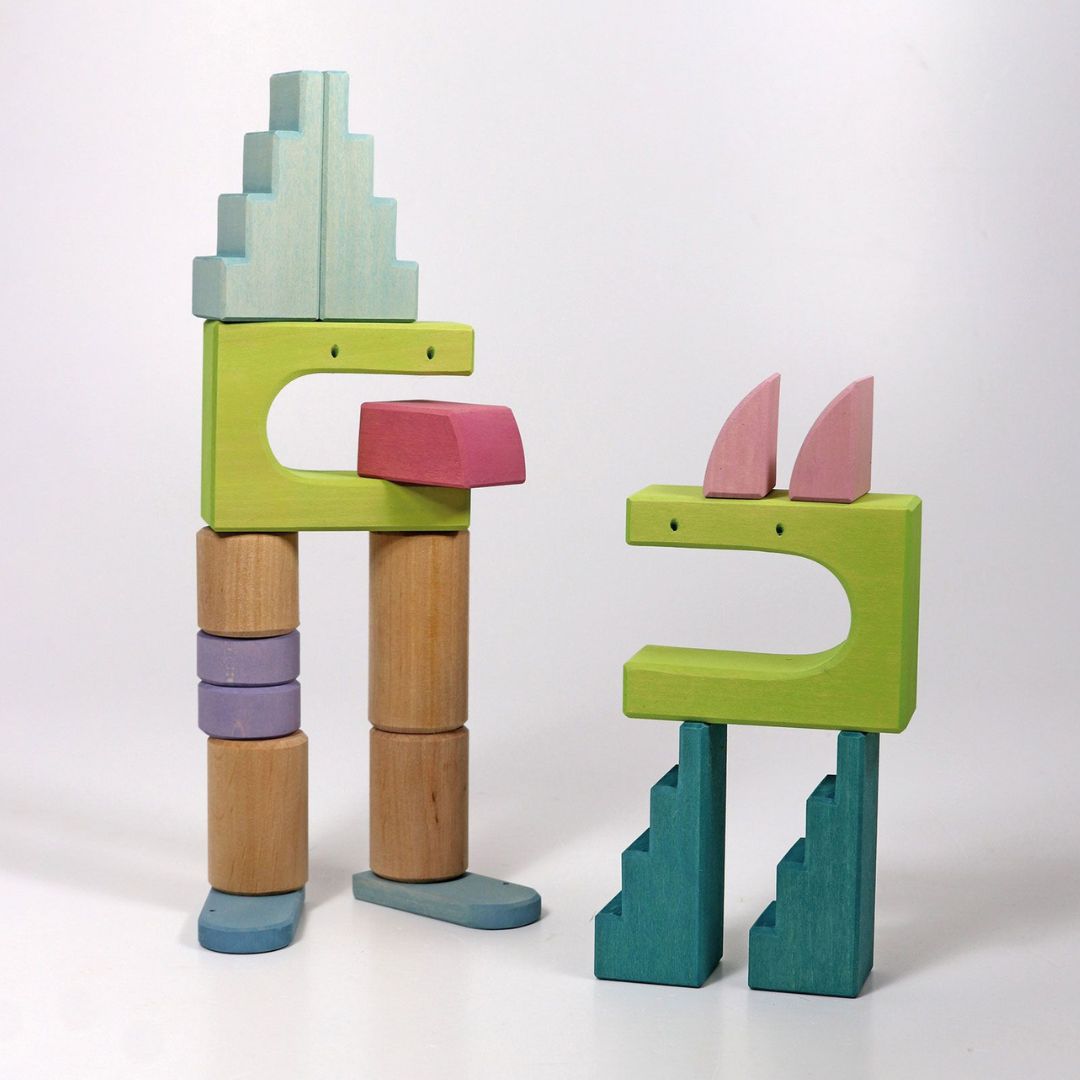 Grimm's houten blokken set Cloud Play met 26 bouwelementen in houten frame