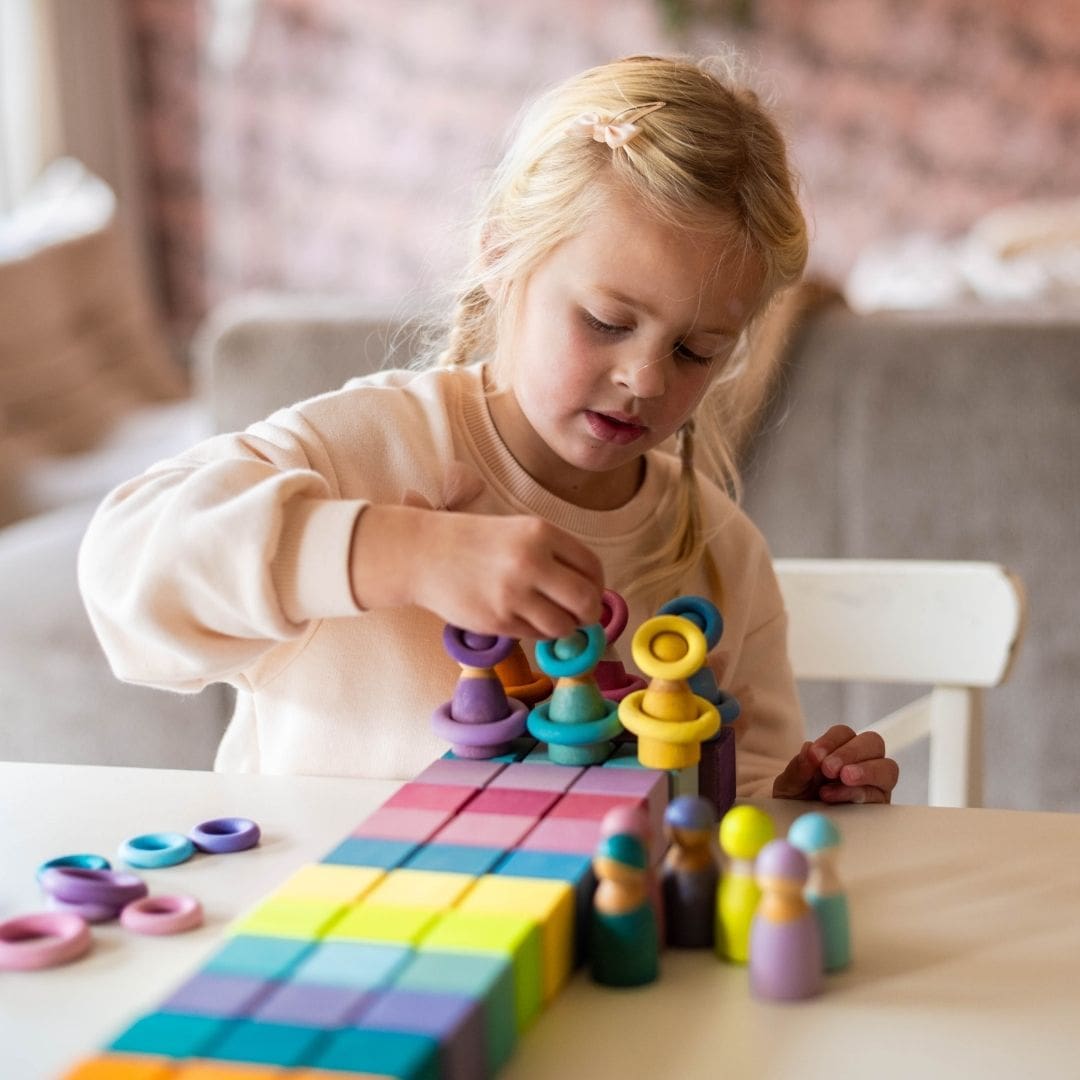 Grimms houten blokkenset mozaïek pastel