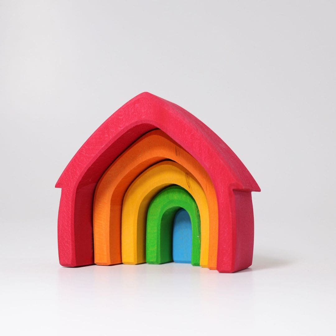 Grimm's houten huisje regenboog bestaande uit 5 stapelbogen