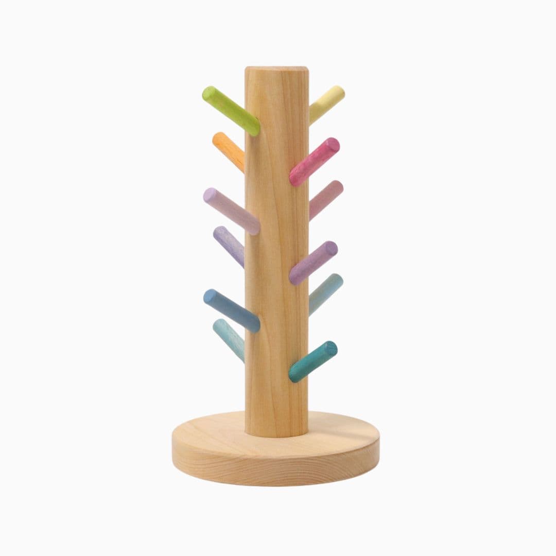 Grimms houten sorteerboom voor houten ringen in pastel