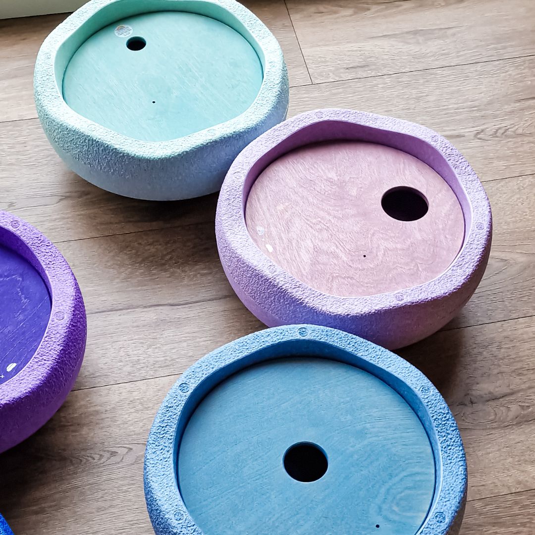 Grimm's x Stapelstein houten cirkels met gaten die precies in Stapelstein Pastel pastel cool passen