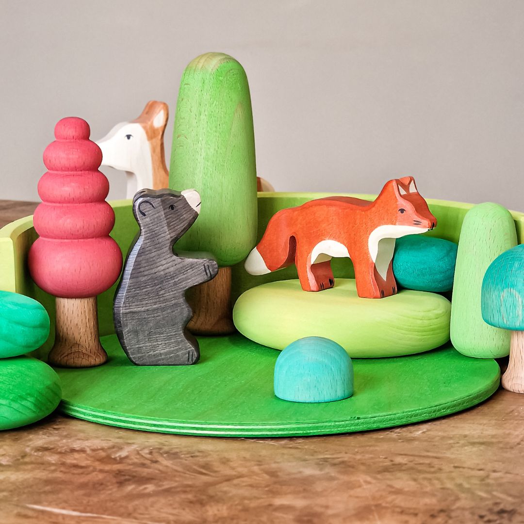 Grimm's x Stapelstein rolling discs houten schijven met houten ballen voor in de stapelstein-stenen regenboog