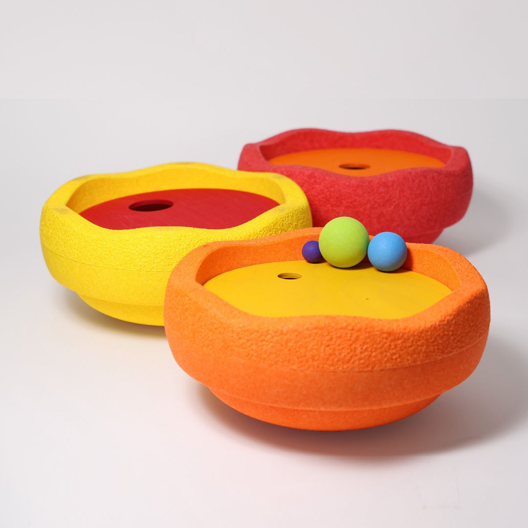 Stapelstein x Grimm's houten cirkels met houten ballen voor in de stapelstein-stenen regenboog