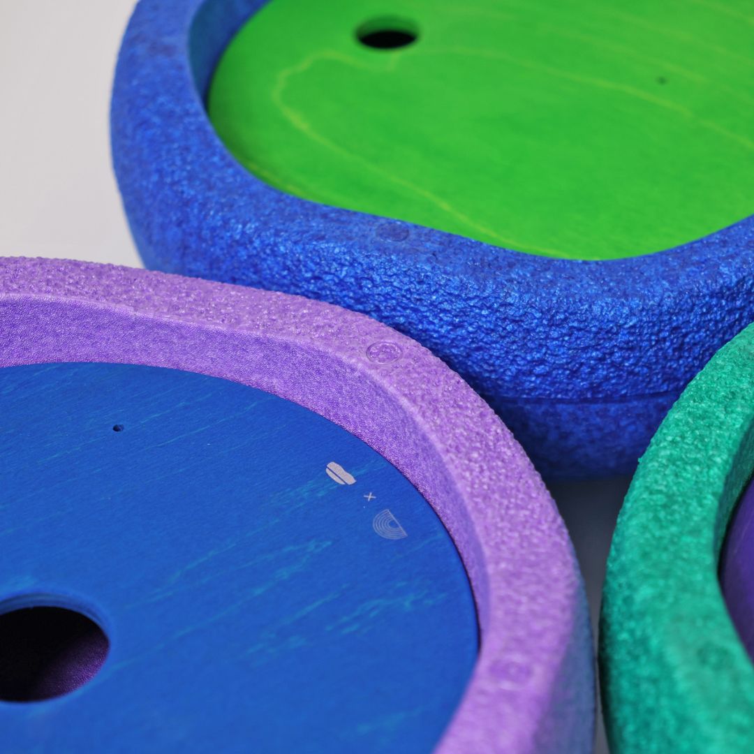 Grimm's x Stapelstein rolling discs houten schijven met houten ballen voor in de stapelstein-stenen regenboog