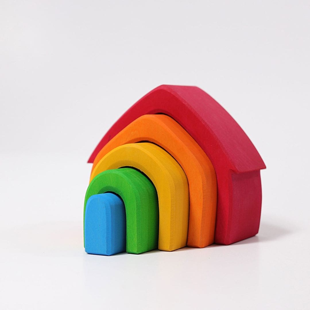 Grimm's houten huisje regenboog bestaande uit 5 stapelbogen