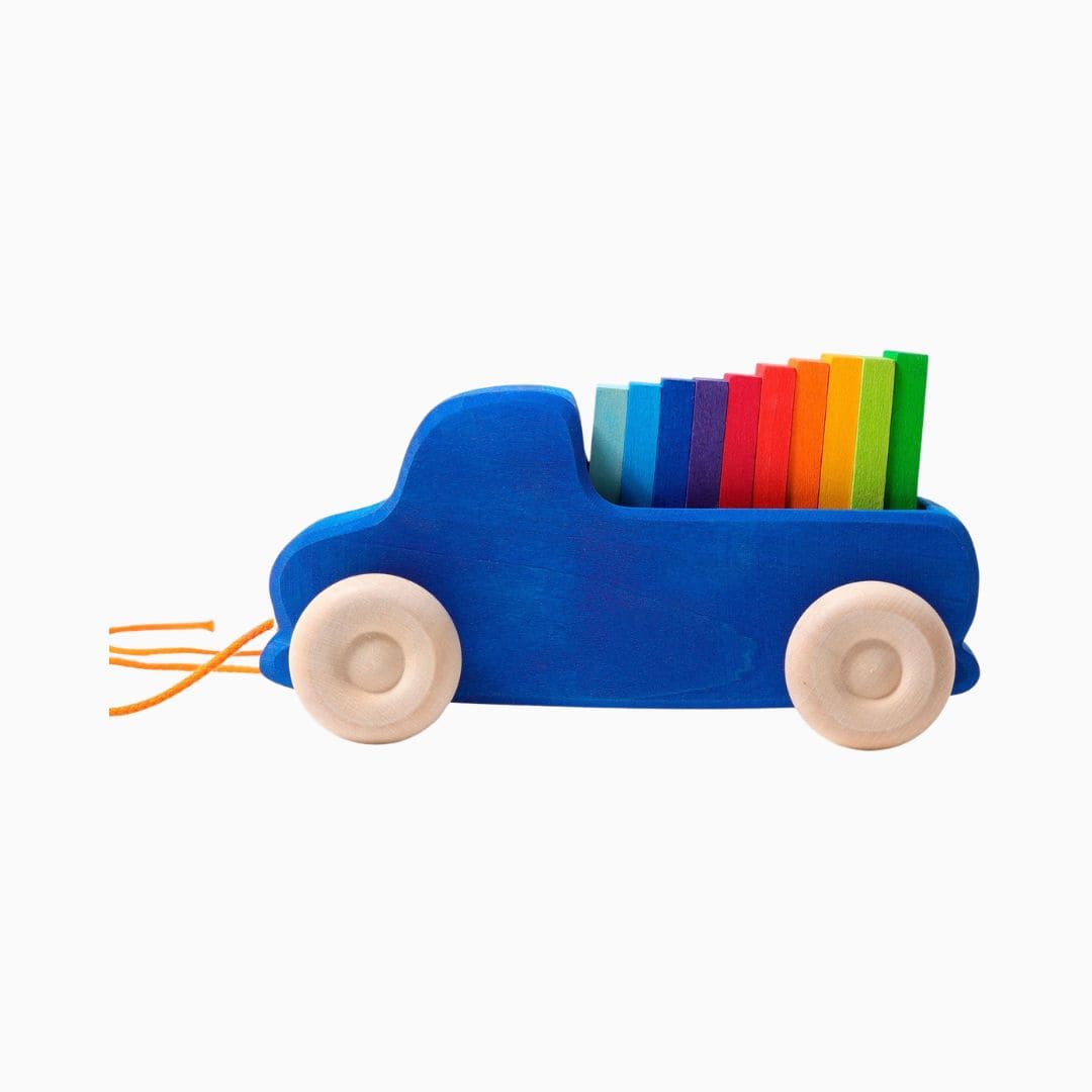 GRIMM's houten trekfiguur auto met blokken