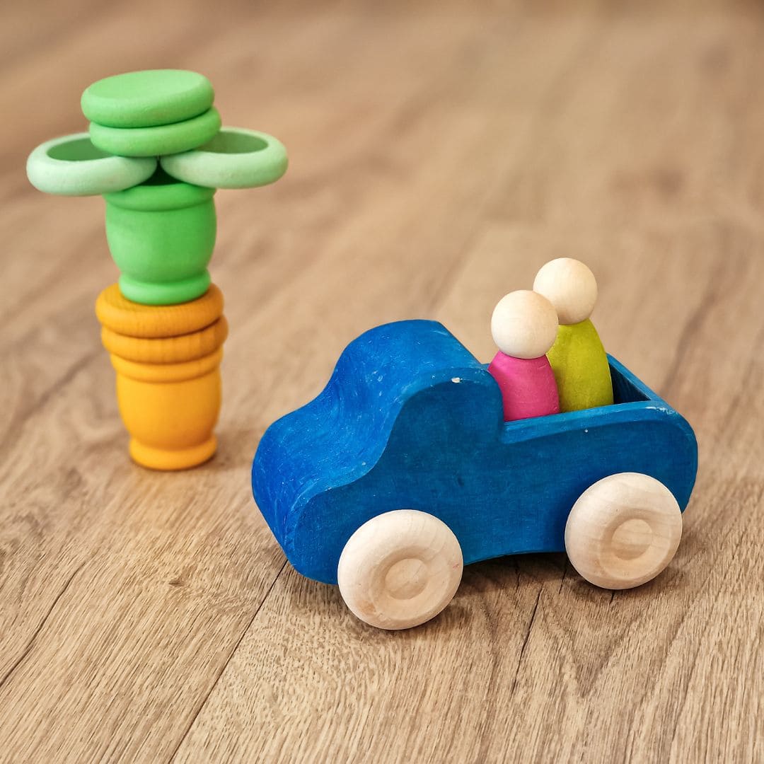 Grimm's houten speelgoed auto truck in de kleur blauw