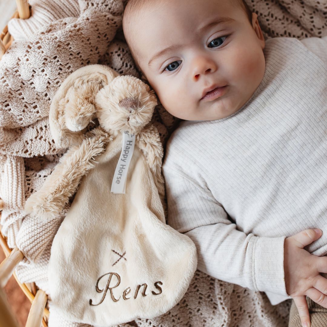 Happy Horse knuffeldoek konijn Rabbit Richie met naam in de kleur beige