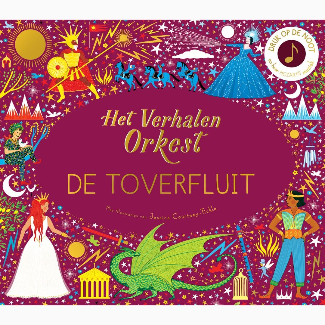 Muziekboek het verhalenorkest De toverfluit van uitgeverij Christofoor met illustraties van Jessica Courtney-Tickle