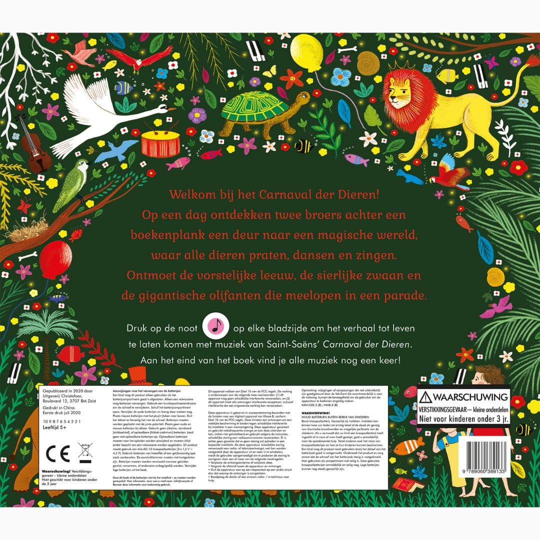 Muziekboek Het verhalenorkest Het Carnaval der dieren van uitgeverij Christofoor met illustraties van Jessica Courtney-Tickle