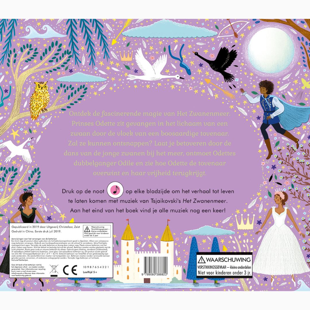 Muziekboek Het verhalenorkest Het zwanenmeer van Uitgeverij Christofoor met illustraties van Jessica Courtney-Tickle