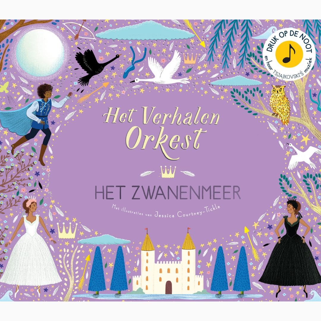 Muziekboek Het verhalenorkest Het zwanenmeer van Uitgeverij Christofoor met illustraties van Jessica Courtney-Tickle