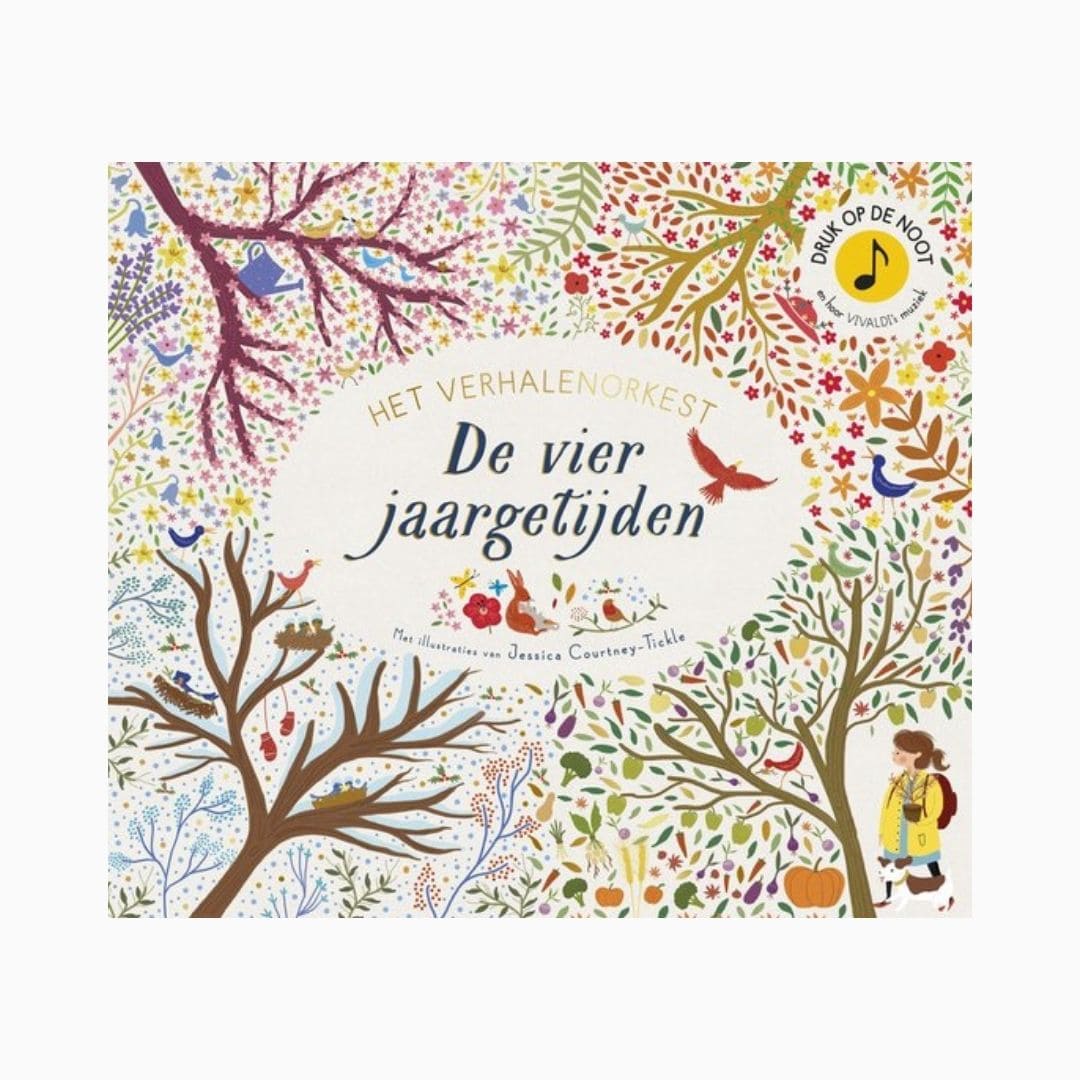 Het verhalen orkest geluidenboek de vier jaargetijden met illustraties van Jessica Courtney tickle