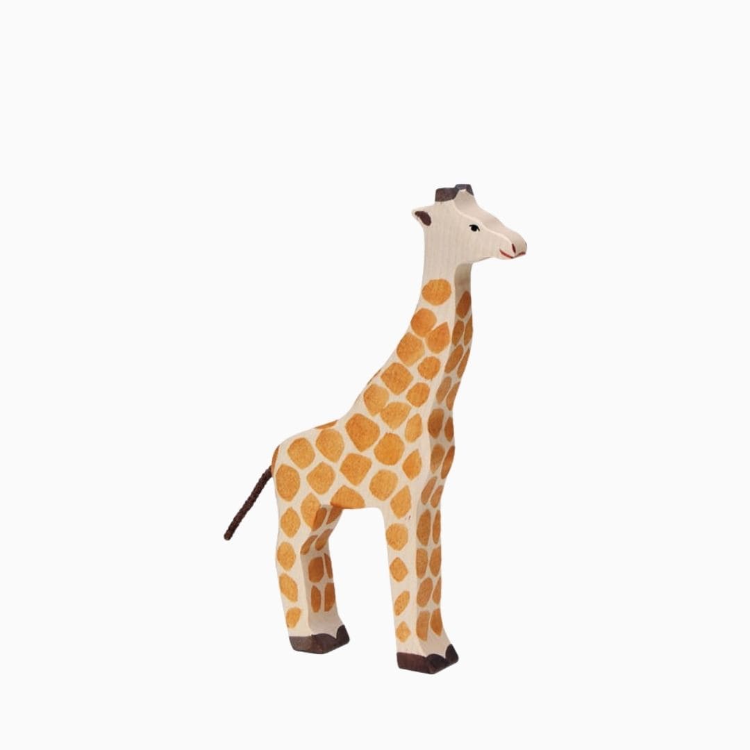 Holztiger houten baby giraf met kop omhoog