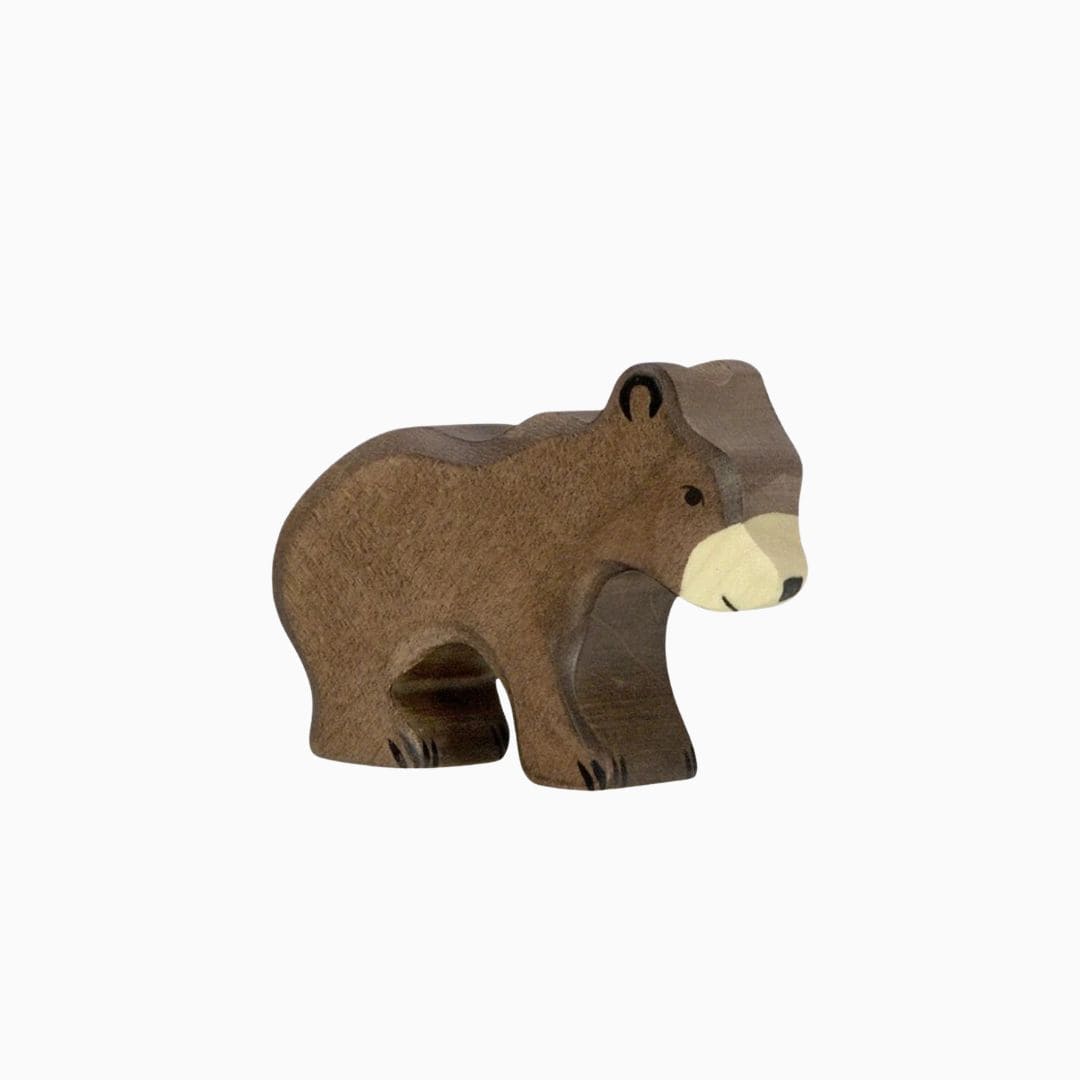Holztiger houten dierenfiguur bruine beer klein