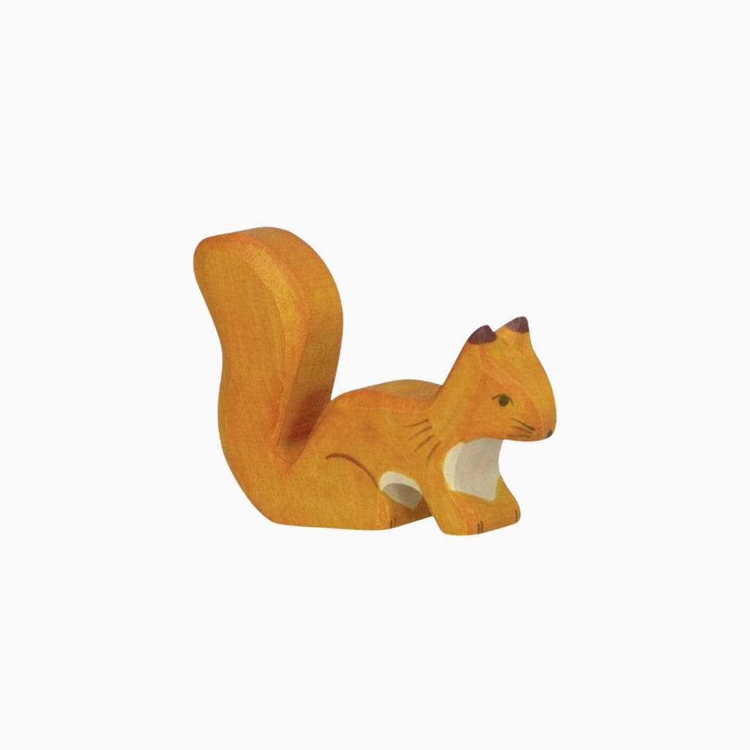 Holztiger houten eekhoorn staand oranje
