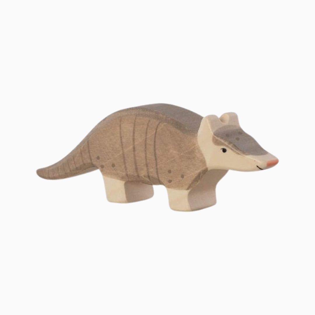 Holztiger gordeldier handgemaakt speelfiguur van esdoornhout