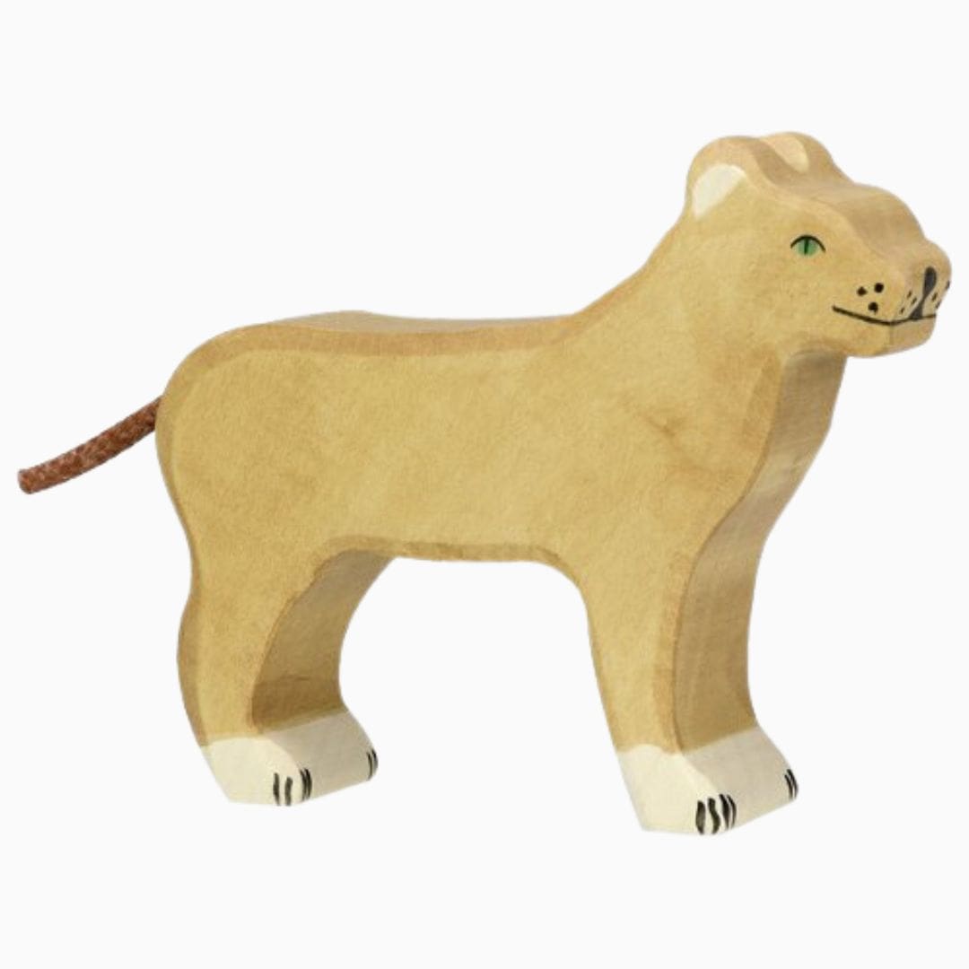 Holztiger speelfiguur leeuwin van hout